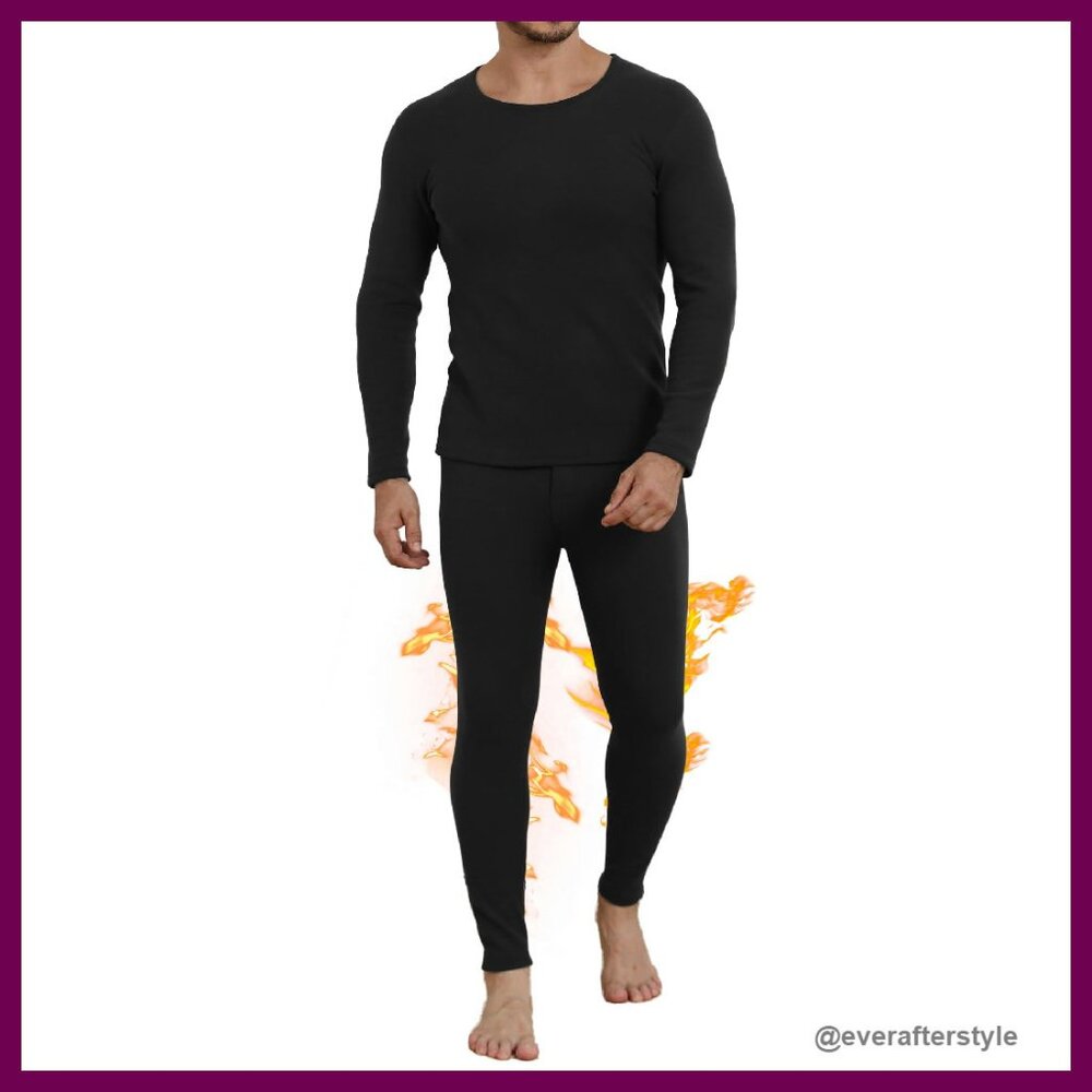 Men's Thermal Long Johns Fleece Lined Winter Base Layer Stretchy Soft Classic